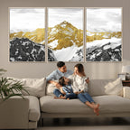 Gold Abstract Mountains Wall Art Print on Canvas, Nature Wall Art Print