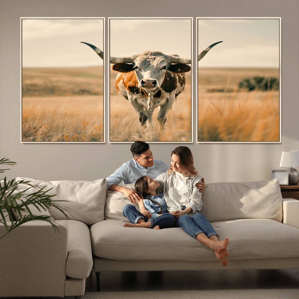 Texas Cow Wall Art Canvas Print for Farm House Wall Decor