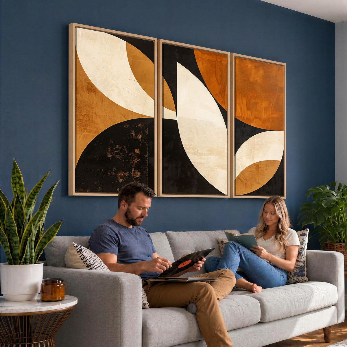 Geometric Abstract Wall Art Canvas Print, Mid Century Modern Wall Art