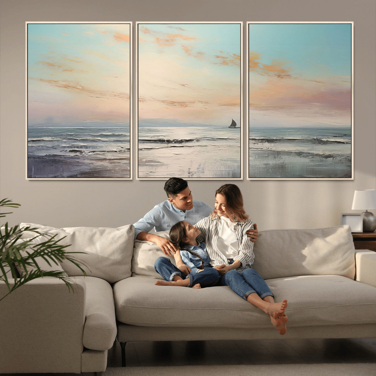 Abstract Ocean Wall Art, Boat Wall Art Canvas Print