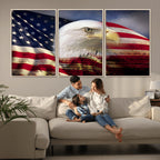 American Flag Eagle Symbol Wall Art Canvas Print, Patriotic American Flag Eagle Wall Art