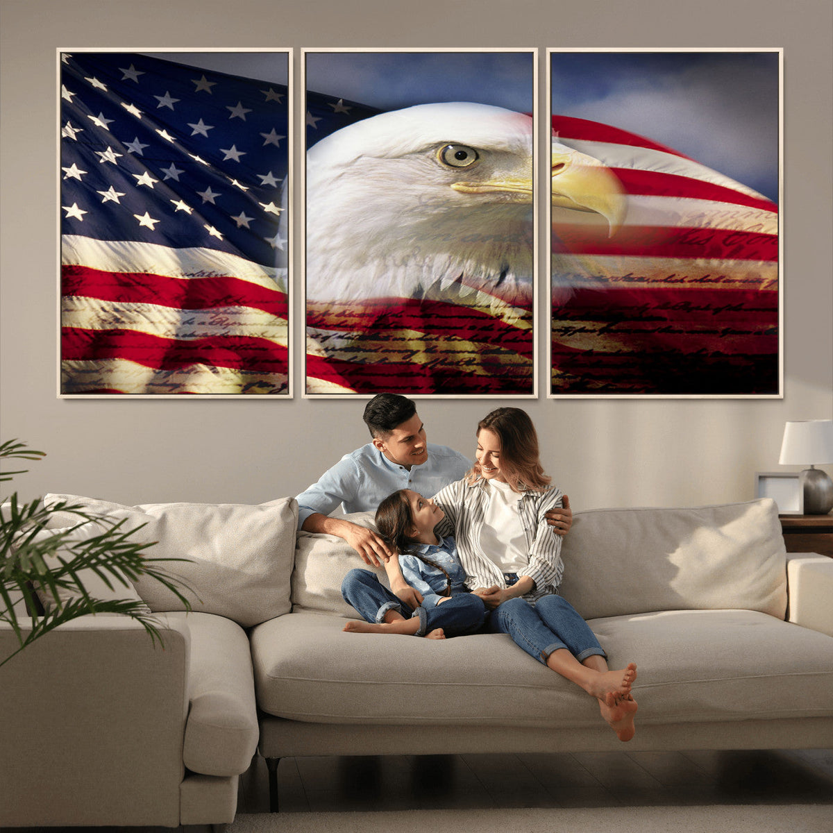 American Flag Eagle Symbol Wall Art Canvas Print, Patriotic American Flag Eagle Wall Art