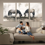 Chinese Ink Style Vintage Horses Wall Art Canvas Print