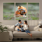 Heartwarming Fox and Baby Cub Wall Art | Canvas Print of Foxes in Nature