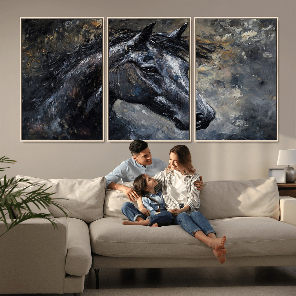 Large Abstract Horse Wall Art Canvas Print, Farmhouse Wall Art