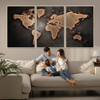 World Map Canvas Print | Framed Travel Map Wall Art for Couples