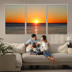 Golden Horizon Sunset Over Ocean Wall Art Canvas Print | Tropical Beach Canvas