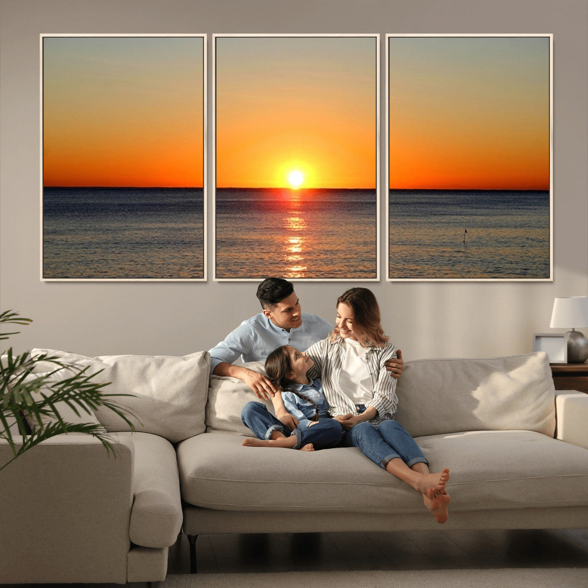 Golden Horizon Sunset Over Ocean Wall Art Canvas Print | Tropical Beach Canvas