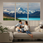 Mount Cook and Lake Pukaki Canvas Wall Art Print | Majestic Snow Capped Peaks
