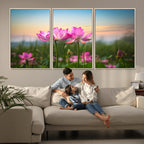 Pink Flower on the Mountain Canvas Print, Framed Pink Flower Canvas Wall Art