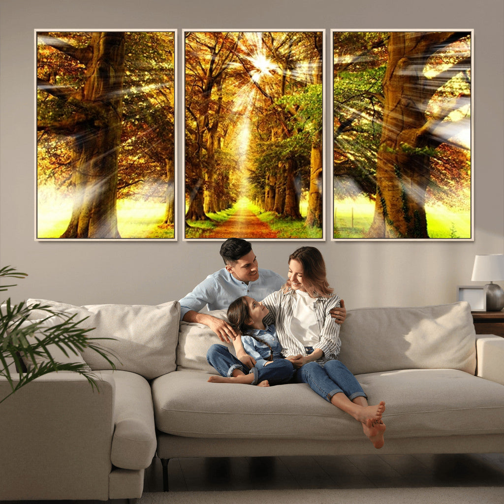 Sunshine in Forest and Trees Wall Art Canvas Print