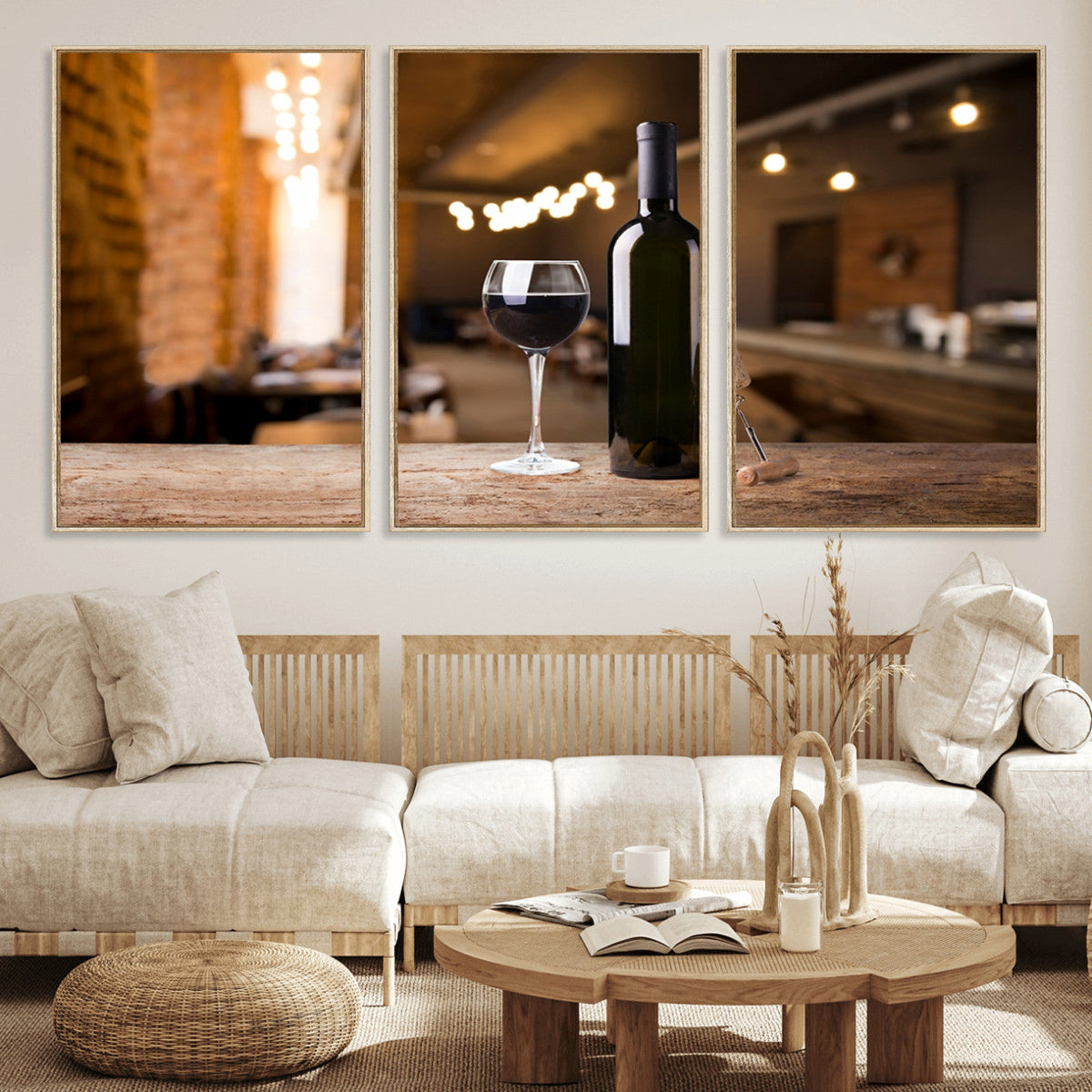 Wine and Bottle Wall Art Canvas Print