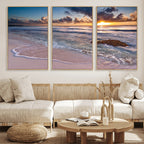 Sea Ocean Sunset Beach Wall Art Canvas Print