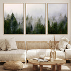 Forest Wall Art Canvas Print | Foggy Forest Wall Art | Pine Wood Forest Print