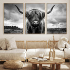 Scottish Cow Wall Art Canvas Print, Longhorn Wall Art