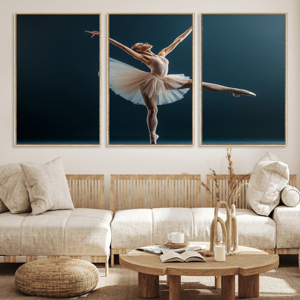 Ballet Dancer Wall Art | Framed Graceful Pose Canvas