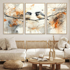 Beautiful Birds Wall Art | Framed Watercolor Branch Canvas