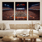 Texas Stadium Night Game Wall Art Canvas Print, Vibrant Football Fireworks Scene