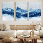 Blue Mountains Wall Art | Framed Snowy Range Canvas Artwork