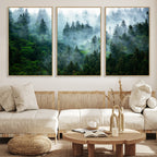 Misty Forest Wall Art Canvas Print | Framed Foggy Mountain Landscape