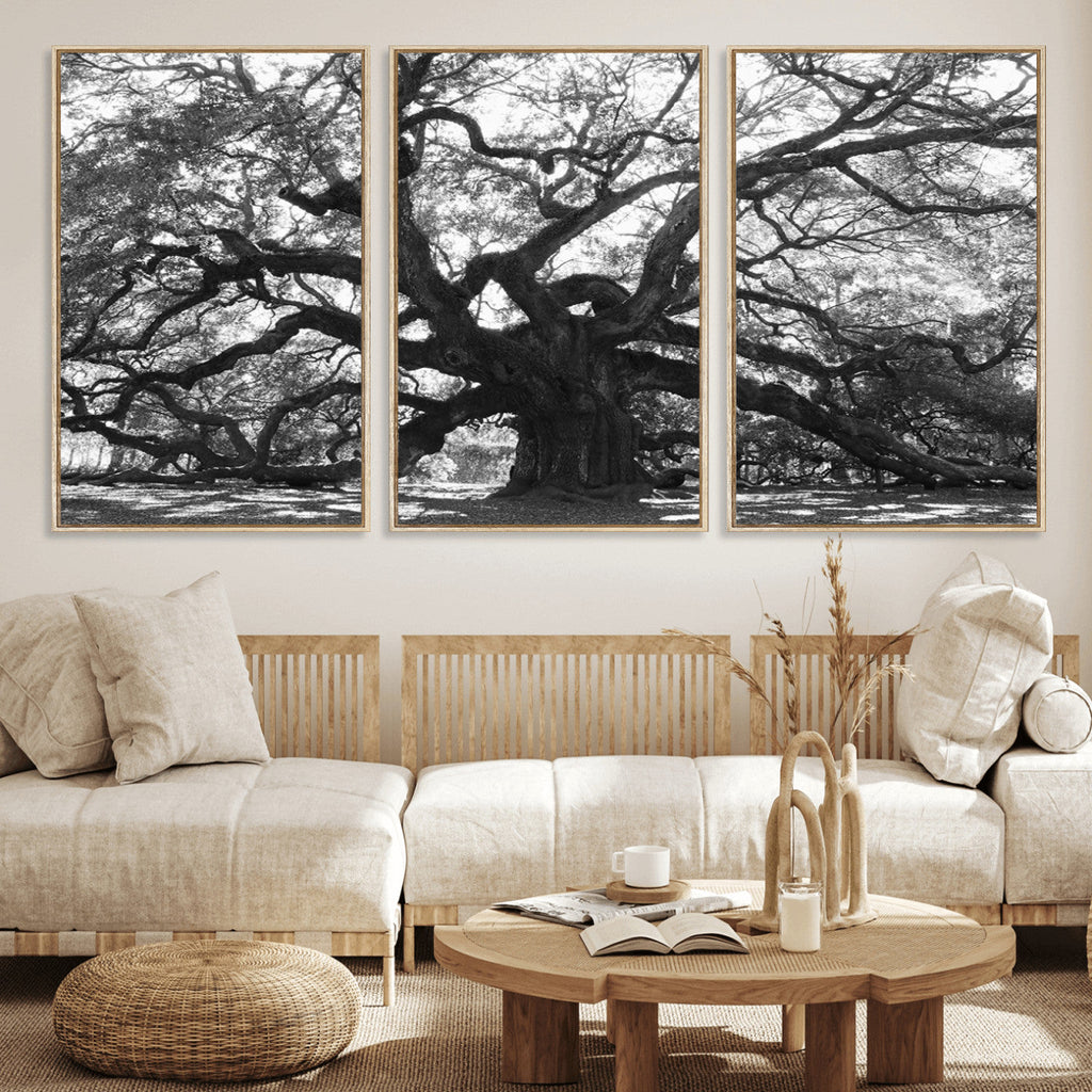 Ancient Oak Wall Art Canvas Print | Gnarled Tree with Twisted Branches