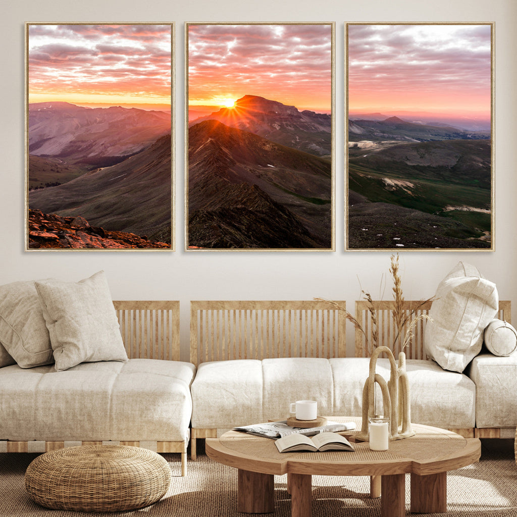 Mountain Sunrise Wall Art Canvas Print | Alpine Ridge Morning Light
