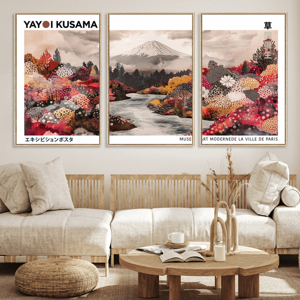 Yayoi Kusama Wall Art Canvas Print, Framed Large Abstract Kusama Polka Dot Art, Modern Home Office Decor