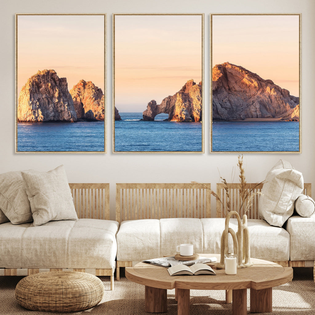 El Arco Wall Art Canvas Print, Framed Cabo San Lucas Ocean Arch Coastal Art
