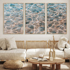 Clear Water Wall Art Canvas Print | Framed Sunlit Ocean Ripples