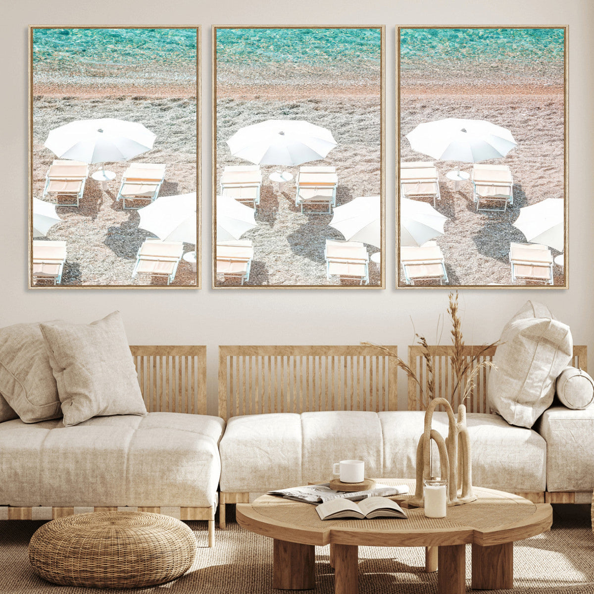 Calm Beach Wall Art | Framed Turquoise Water Canvas Artwork