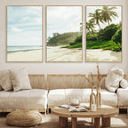 Relaxing Beach Wall Art Canvas Print, Framed Ocean View Coastal Serenity