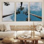 Tropical Palm Trees Wall Art Canvas Print, Framed California Sky Minimalist Nature