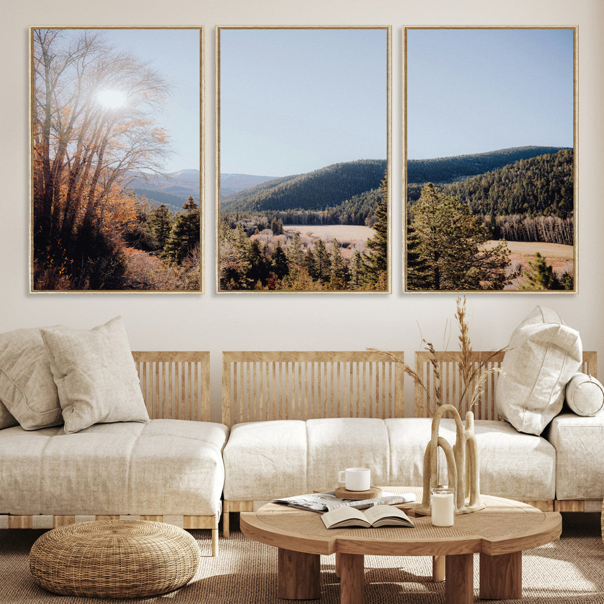 Rustic Landscape Wall Art Canvas Print, Serene Valley Scene