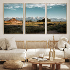 Rustic Farmhouse Wall Art Canvas Print, Teton Range Mormon Row Barn