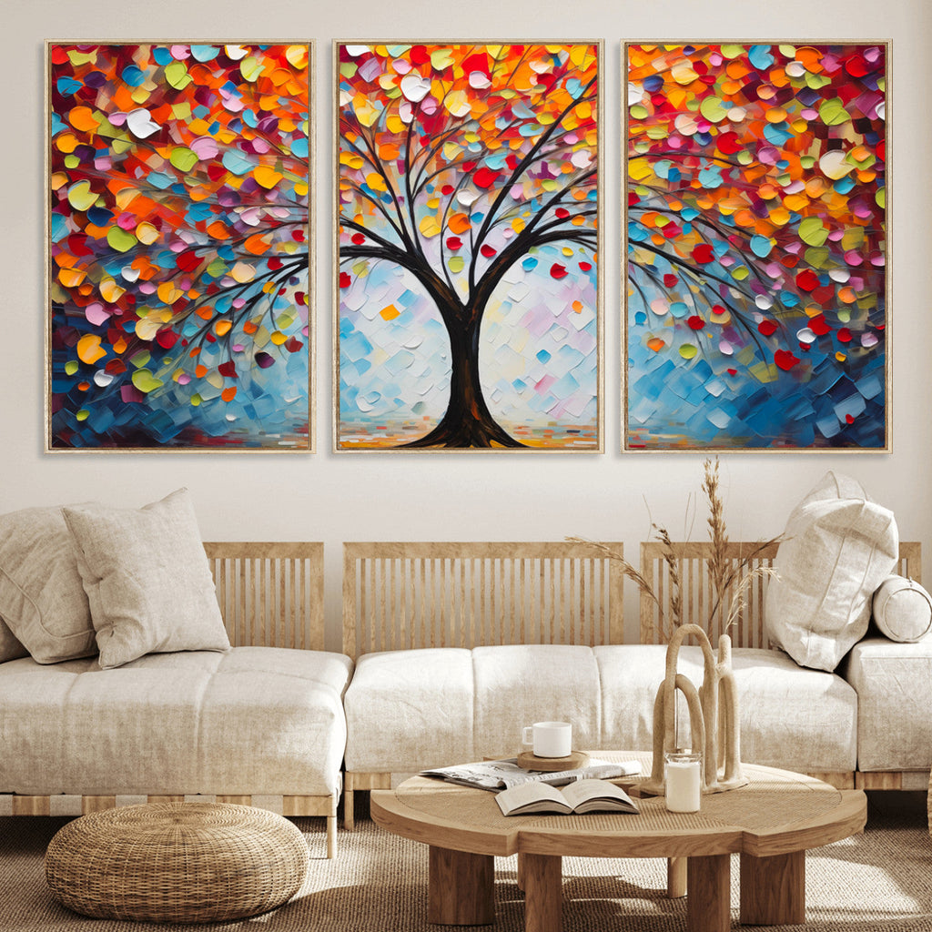 Vibrant Tree of Life Canvas Wall Art | Colorful Abstract Nature