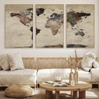 World Map Canvas Print, Detailed Map of the World, Adventure Gift for Couples and Anniversaries