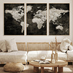 Vintage World Map Wall Art Canvas Print | Framed Large Map Wall Art