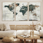 World Map Canvas Print | Framed Travel Map Wall Art for Couples