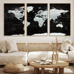 World Map Canvas Print | Framed Push Pin Wall Art, Color Splash Travel Map