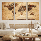 Modern Red and Gray World Map Canvas Print | Framed Wall Art