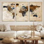 World Map Canvas Art Print | Framed Travel Map Wall Art