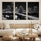 Austin Skyline Wall Art Canvas Print, Austin Downtown Night Cityscape