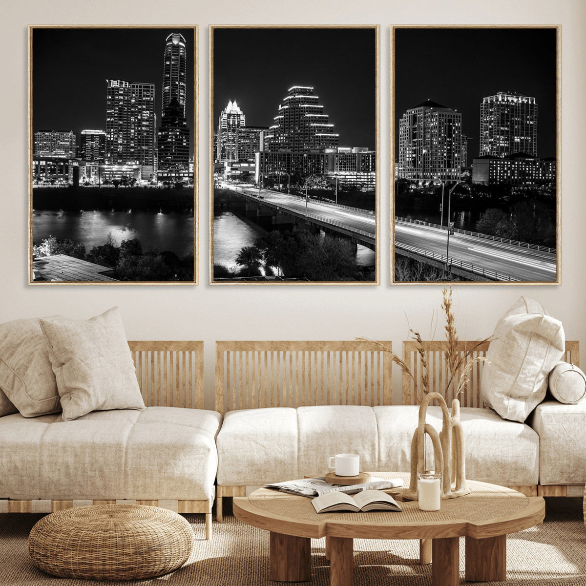 Austin Skyline Wall Art Canvas Print, Austin Downtown Night Cityscape