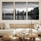 Chicago Wall Art Canvas Print, Chicago City Downtown Night Cityscape
