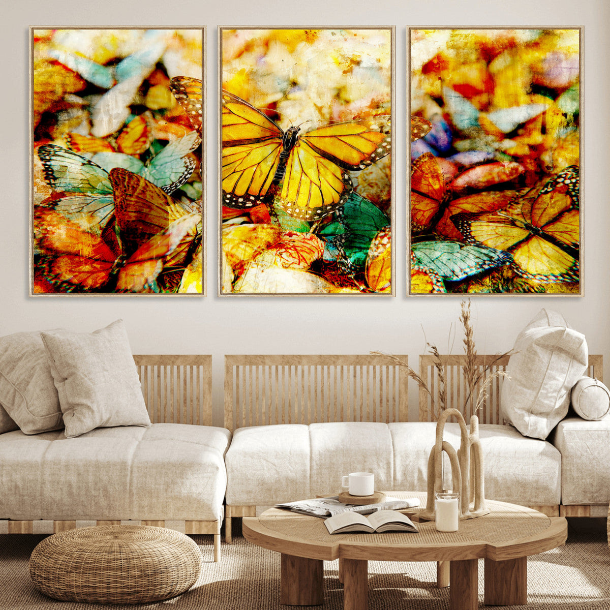 Butterfly Wall Art Canvas Print | Colorful Abstract Nature Artwork