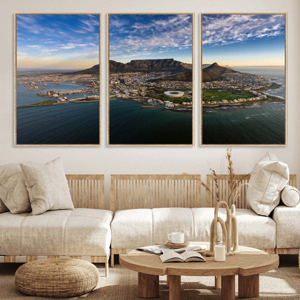 Cape Town Wall Art Canvas Print | Table Mountain Coastal Skyline Panorama