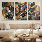 Geometric Abstract Wall Art Canvas Print, Orange Blue