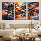 Geometric Abstract Wall Art Canvas Print, Orange Blue