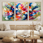 Geometric Abstract Wall Art Canvas Print, Orange Blue