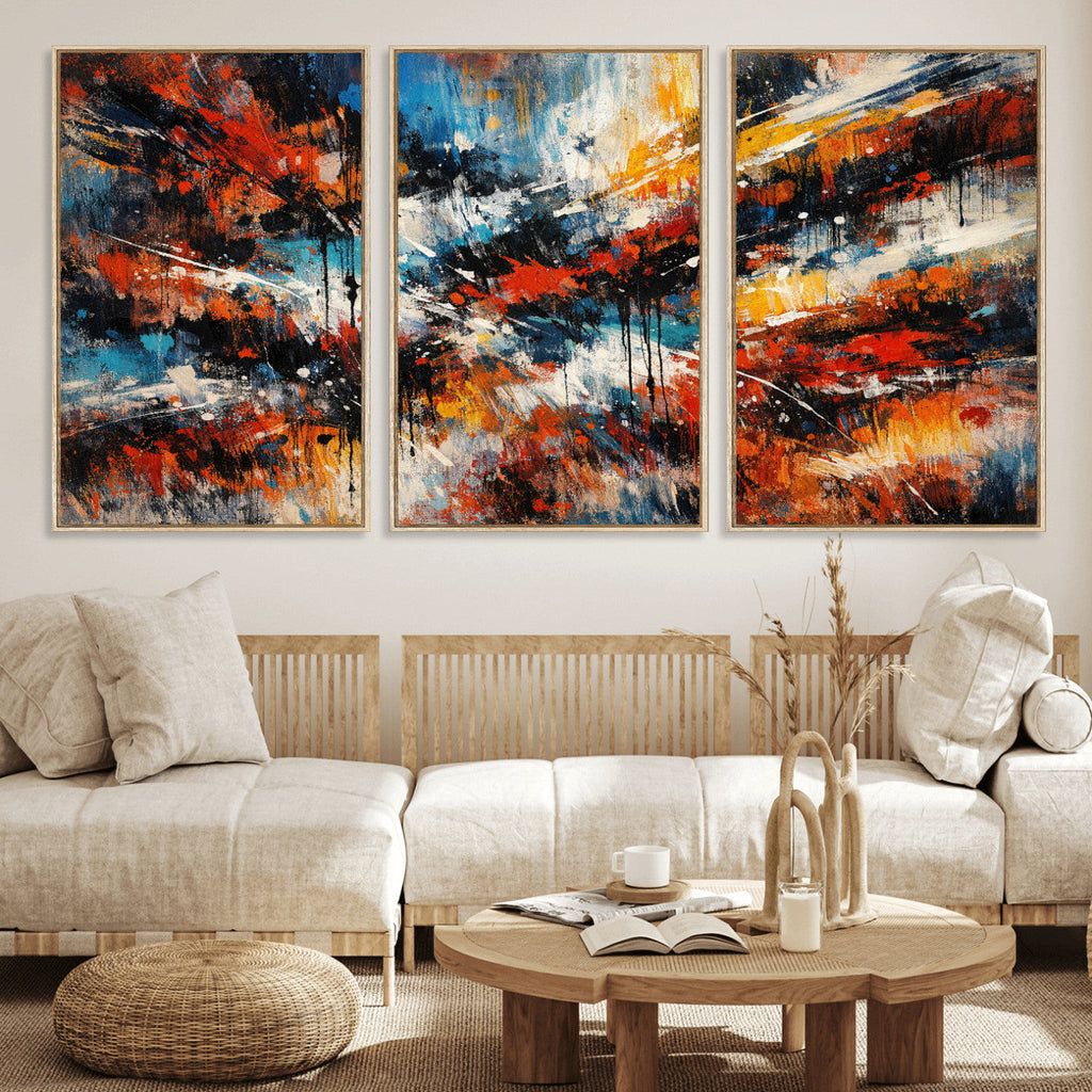 Lyrical Abstract Wall Art Canvas Print, Orange Blue Abstract